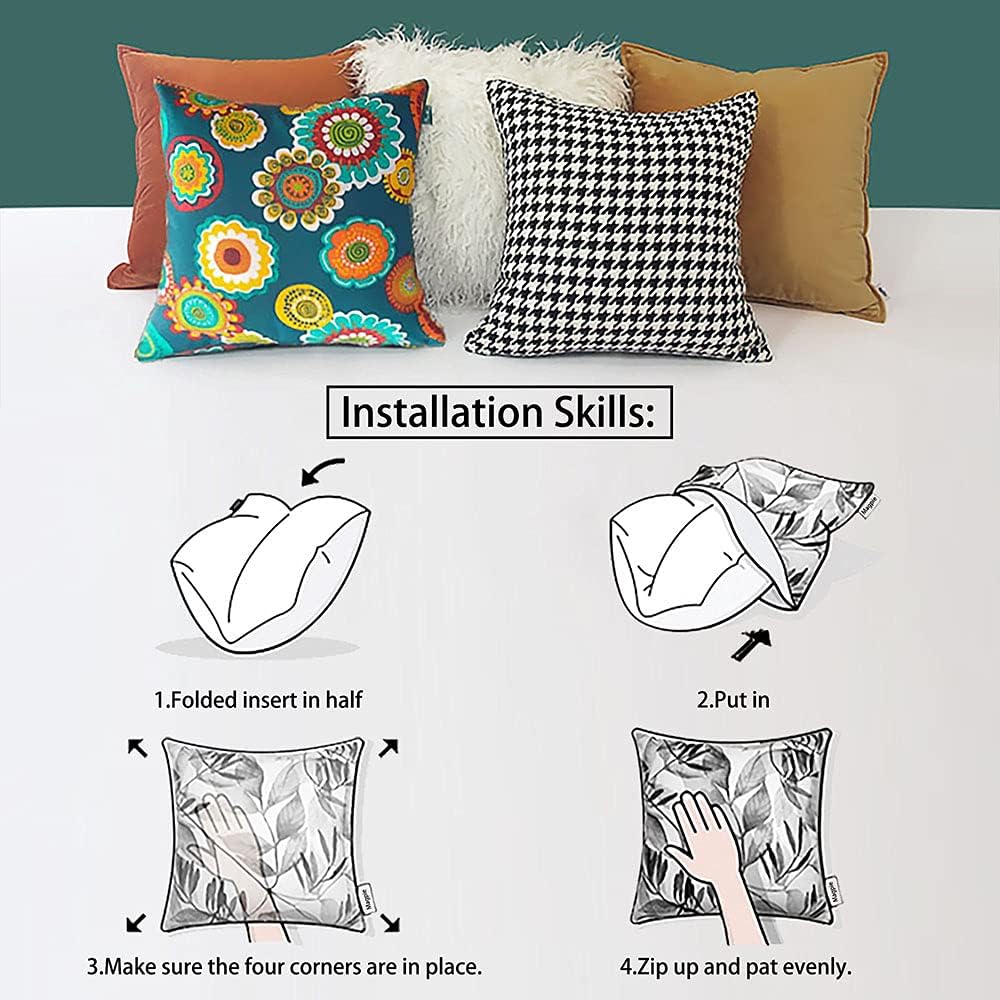 Magpie Fabrics Pack of 2 Outdoor Waterproof Throw Pillow Covers 18 x 18 Inch, Christmas Decorative Cushion Sham Pillowcase Shell for Garden Patio Tent Balcony Couch Sofa(Floral Green) - Image 7