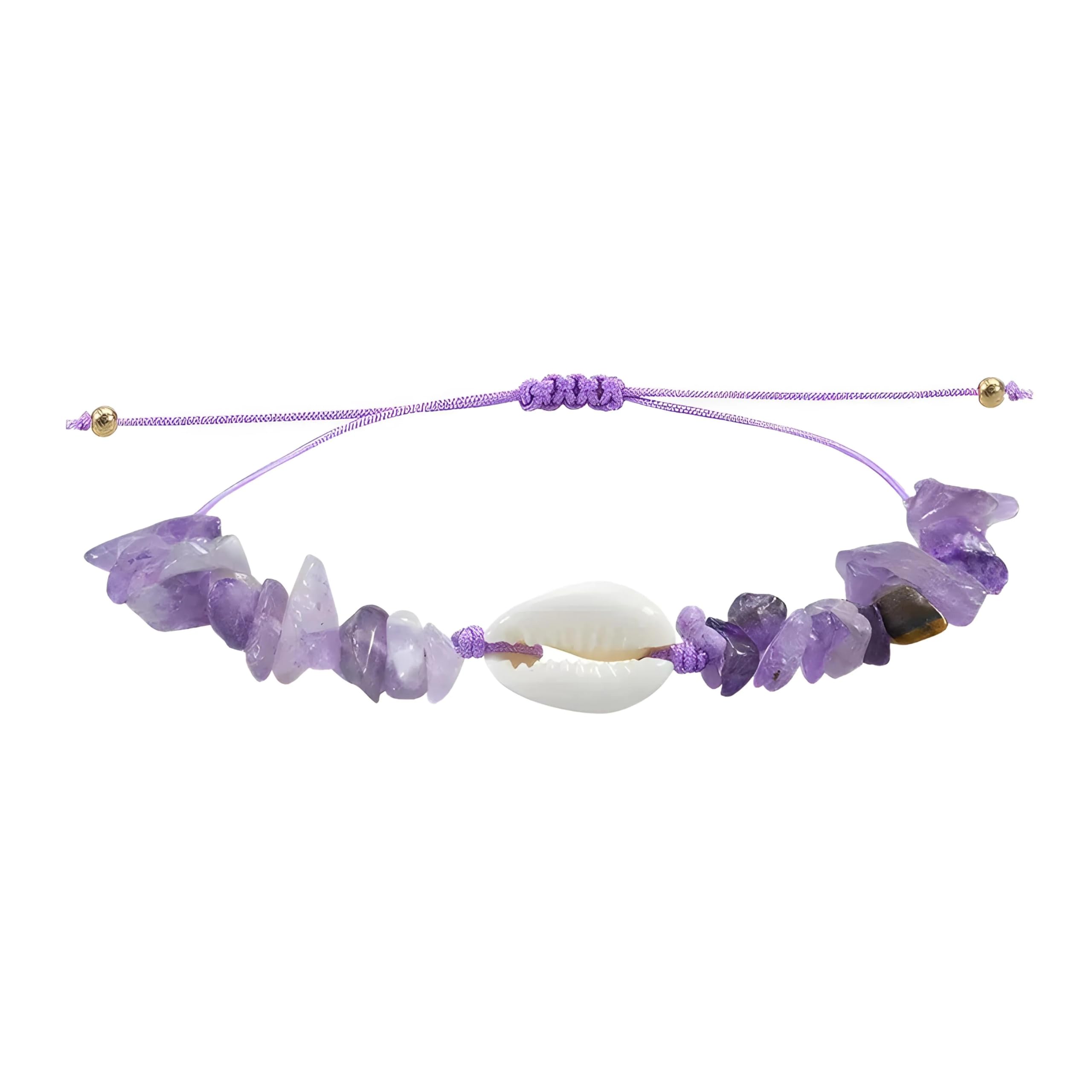 Pulsera de Concha Marina, Pulseras de Cuentas de Concha de Piedra para Mujeres y Hombres, Cuerda Tejida a Mano, joyería de Amistad