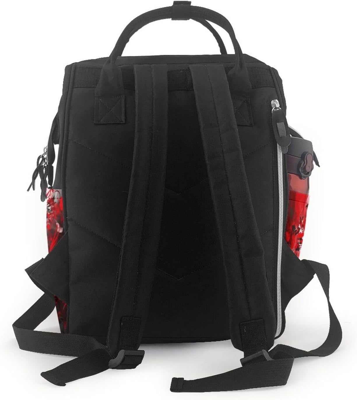Red Black White Abstract Diaper Bag Large Capacity Travel Backpack image 3