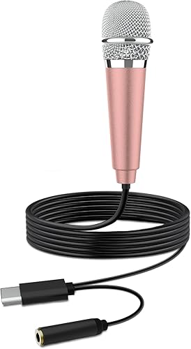 Mini micrófono de karaoke USB C para teléfono Android, laptop, tabletas, pequeño micrófono ASMR para grabación de video de voz, canto, vlogging,
