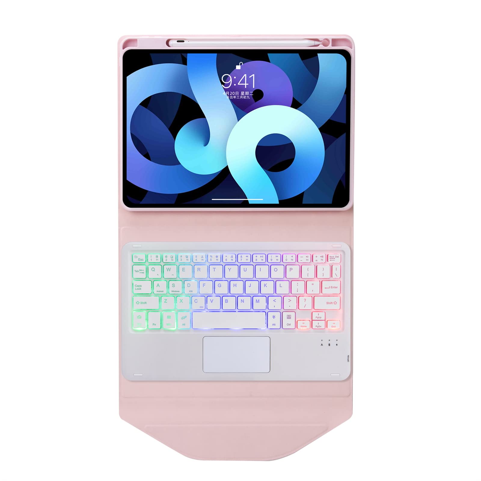 Amazon | 7色バックライト iPad Air5 Air4 キーボードケース タッチ