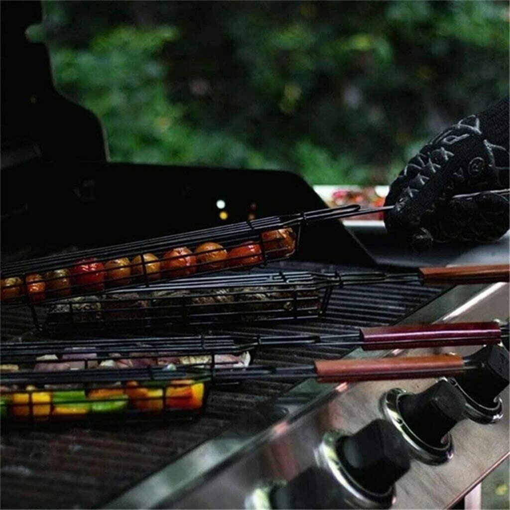RWRAPS Cestino per grigliate per Barbecue Griglia per Barbecue Antiaderente Strumenti per griglia Griglia per Hamburger di Carne BBQ Raddoppia Il Comfort
