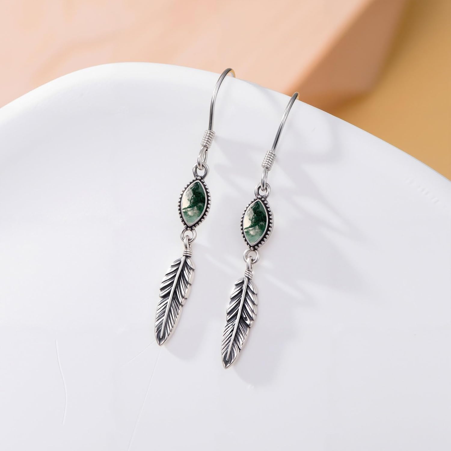 Feather Earrings for Women 925 Sterling Silver Western Boho Drop Dangle Earrings Vintage Feather Jewelry Gifts