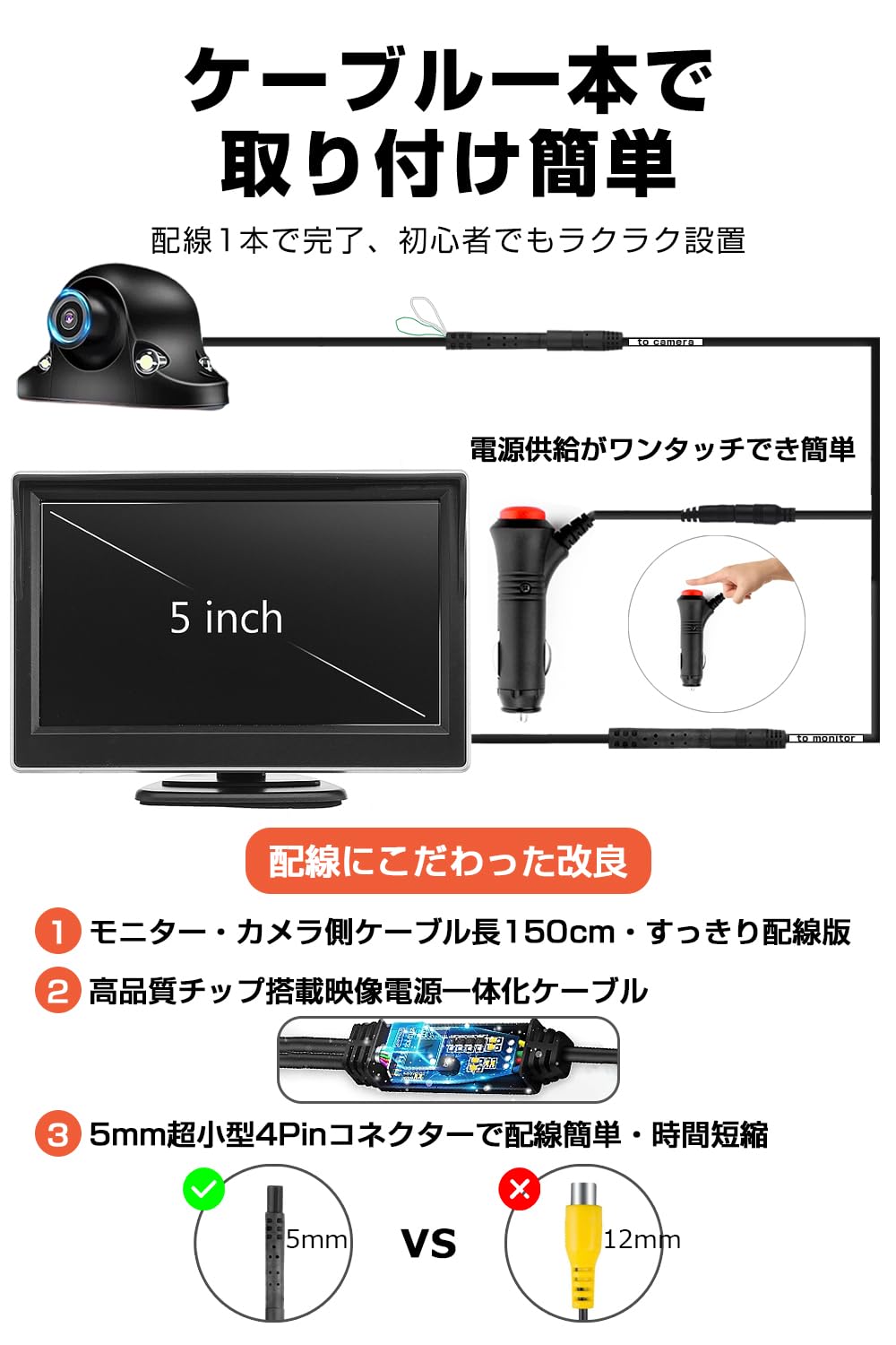 超強暗視機能♪5インチLCDモニターサイドカメラセット Amazon | Antion 5インチLCDモニター サイドカメラセット サイド死角