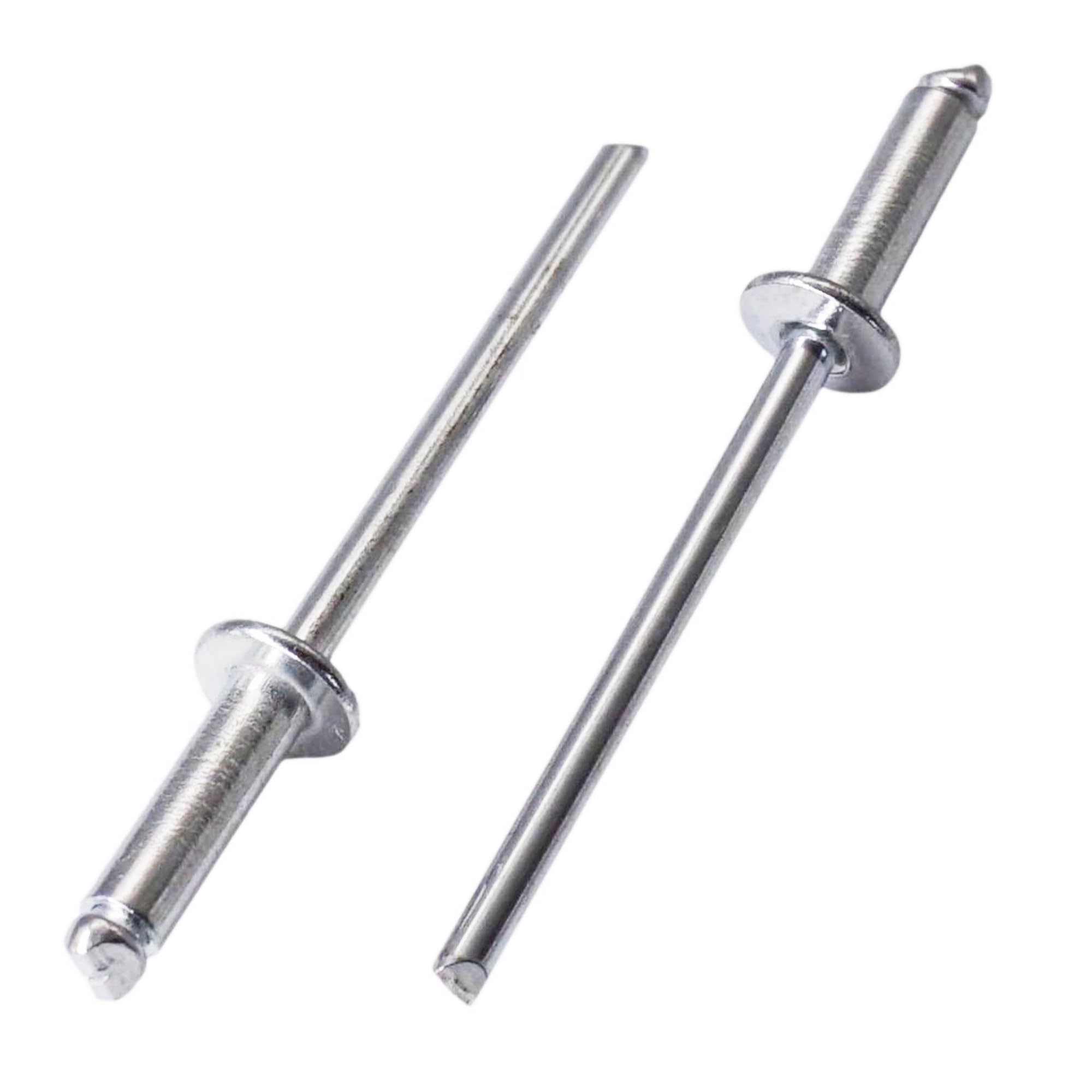 SKIR'CO (100 pcs) Zinc Plated Steel Blind Rivets 3.0 x 10 mm, Steel Mandrel, Pop Rivets, Dome Head, DIN 7337 Rivets