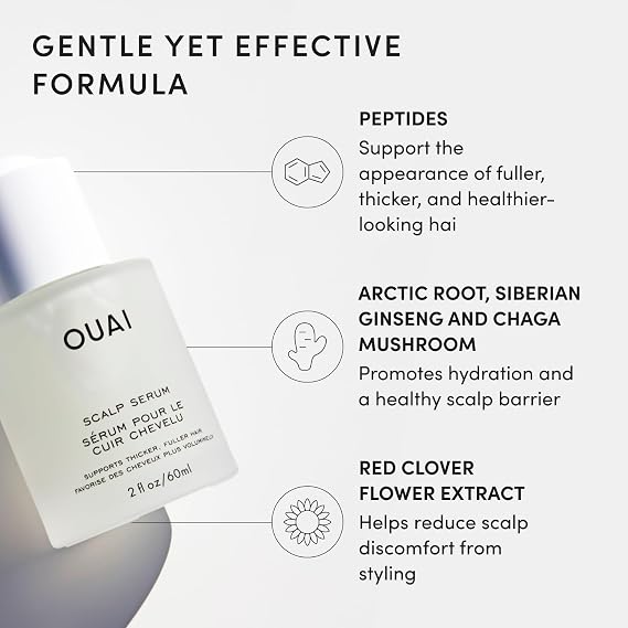 OUAI Scalp Serum - Balancing Hair Serum with Red Clover Extract, Siberian Ginseng and Peptides for Thicker er-Looking Hair - Paraben, Phthalate and Sulfate Free Scalp Care (2 Fl Oz)