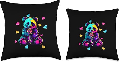 Miniatura 3 de Streetwear synthwave 80s 90s retro Panda heart flower teens Throw Pillow
