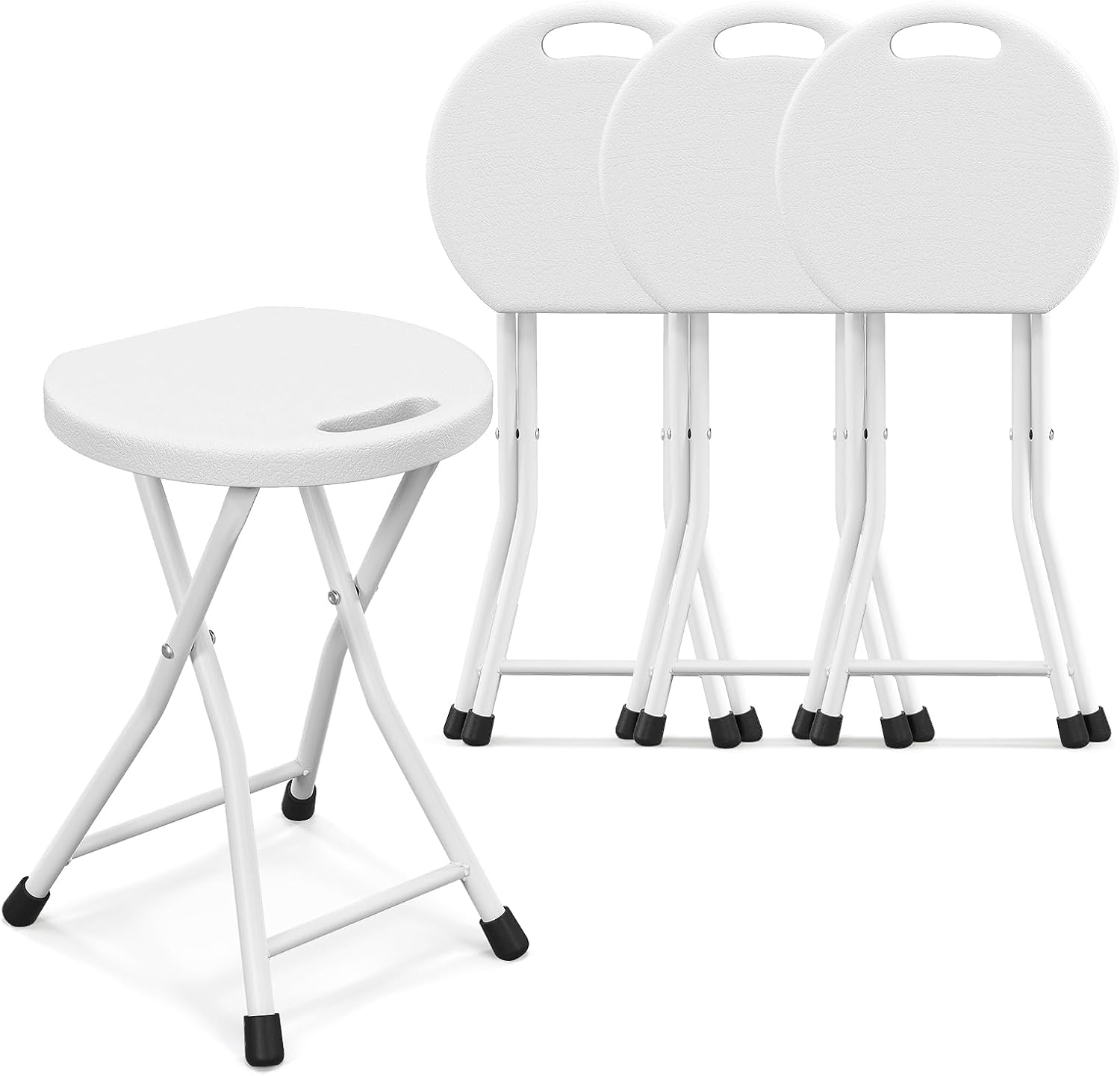 Goplus Folding Stool, 4 Pack 18 inch Foldable Camping Stool