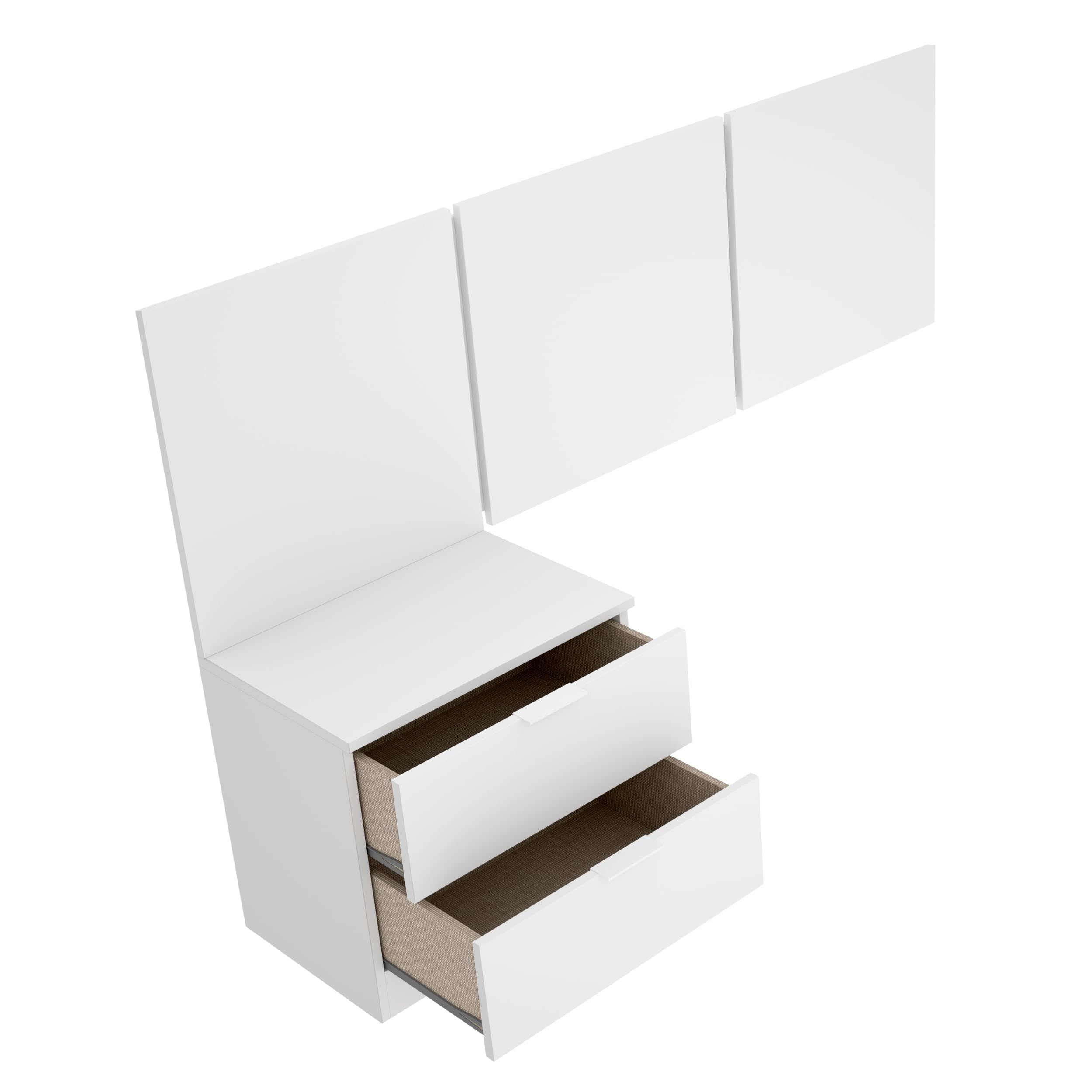 DEKIT GRUPO RIMOBEL BITO PACK - Conjunto de cabezal con mesita de dos cajones y mesa escritorio - BLANCO