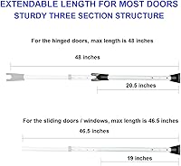 Vista 3 de Barra de seguridad para puerta, barra de seguridad para puerta, puerta corredera ajustable, topes de puerta de patio, barricada interior, bloqueo