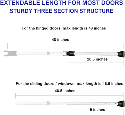 Miniatura 3 de Barra de seguridad para puerta, barra de seguridad para puerta, puerta corredera ajustable, topes de puerta de patio, barricada interior, bloqueo de