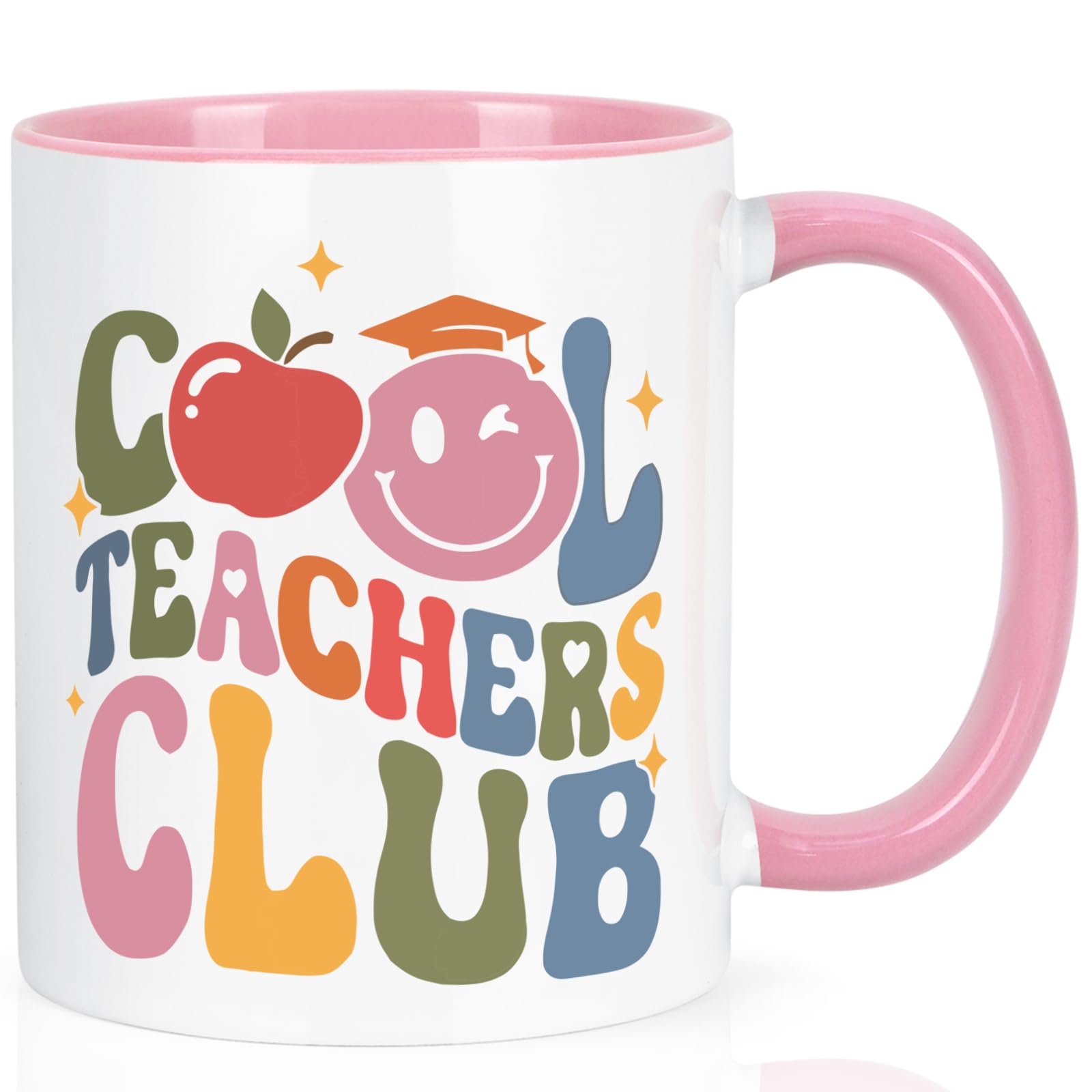 Joymaking Teacher Gifts Coffee Mug Best Teacher Gift for Birthday Christmas Thank You Gifts for Teachers Mug End of Term Present - Cool Teachers Club, 11 oz Pink