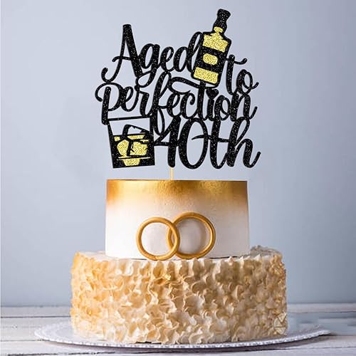 Miniatura 6 de Decoración para tartas de cumpleaños número 40 de edad a la perfección para aniversario/fiesta de boda, decoración de pastel de 40 años (40º)