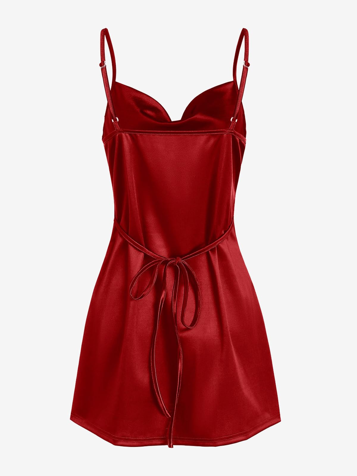 ZAFUL Damen-Minikleid aus Satin, ärmellos, Spaghettiträger, sexy Slip, Wasserfallausschnitt, seidig, Cocktail-Partykleider