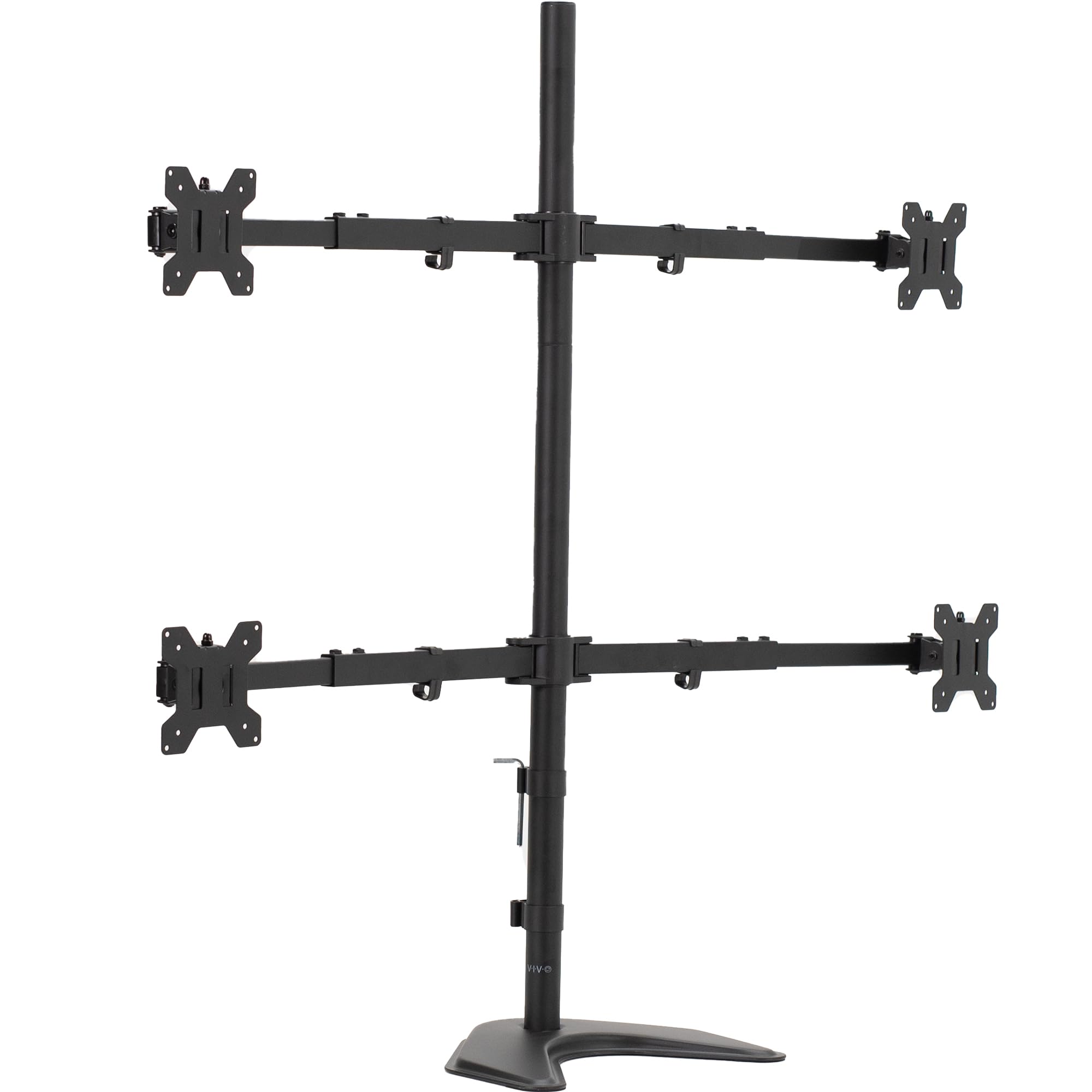 VIVO STAND-TS38B-4 - Soporte de escritorio para monitor LCD ultra ancho de 27 a 38 pulgadas, base independiente, poste extra alto, brazos telescópicos ajustables, configuración de pared empotrada, se