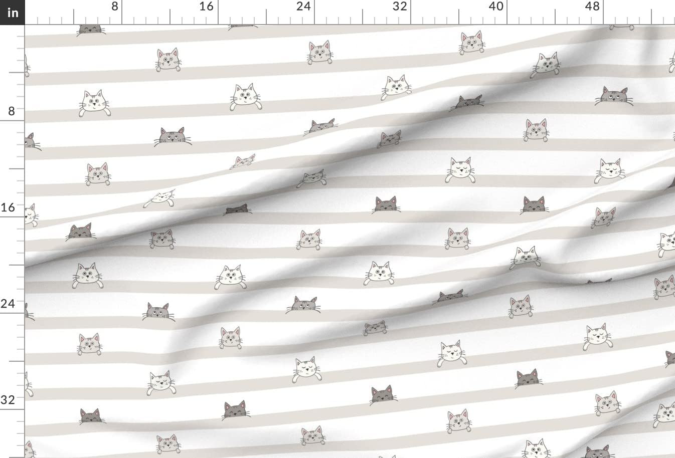 Spoonflower Fabric - Kittens Cat Nursery Gender Neutral Beige Cute Printed on Upholstery Velvet Fabric Fat Quarter - Upholstery Home Decor Bottomweight Apparel