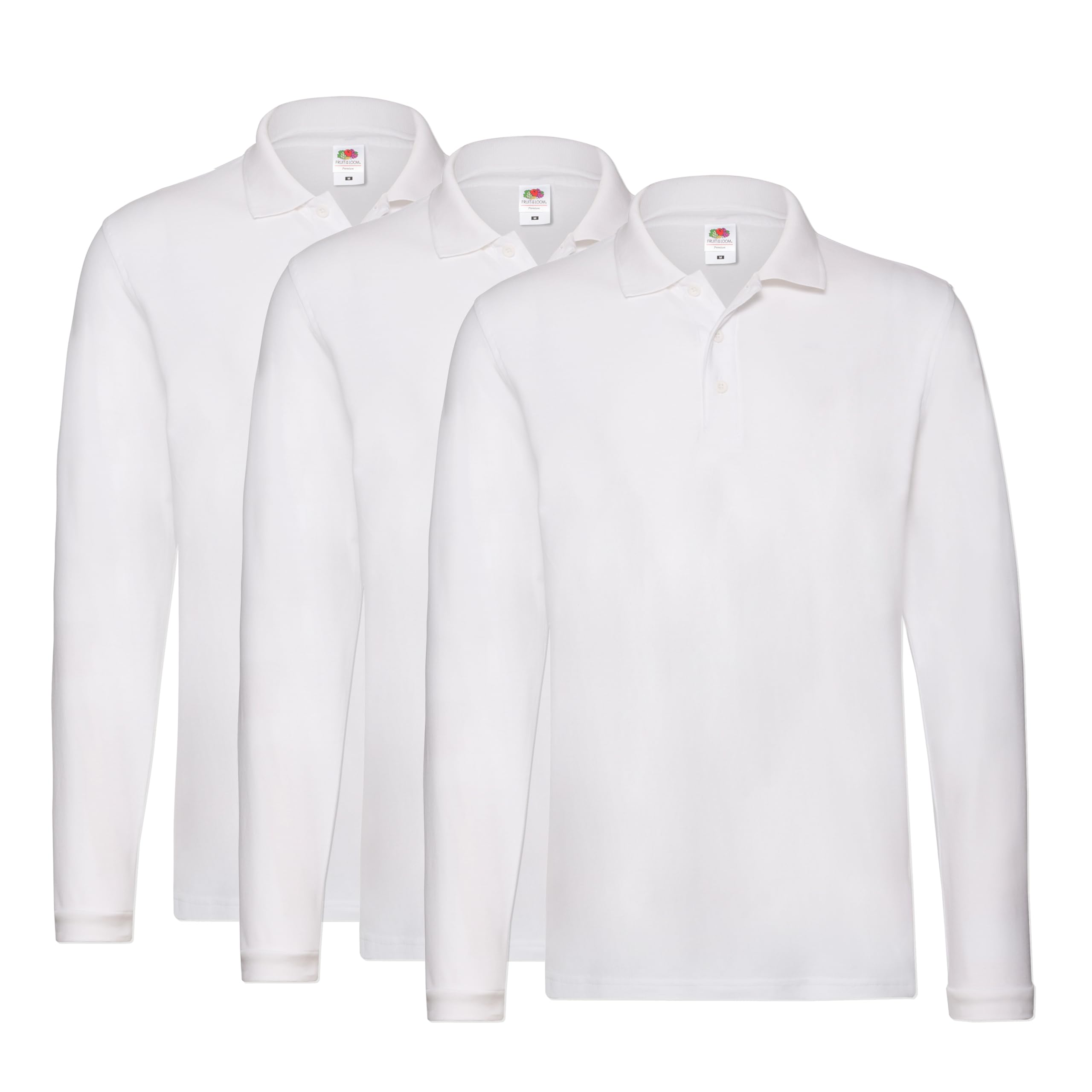 Fruit of the Loom Pack de 3 polos de manga larga | Polo de manga larga para hombre y mujer de algodón + bolsa de tela MyShirt gratis