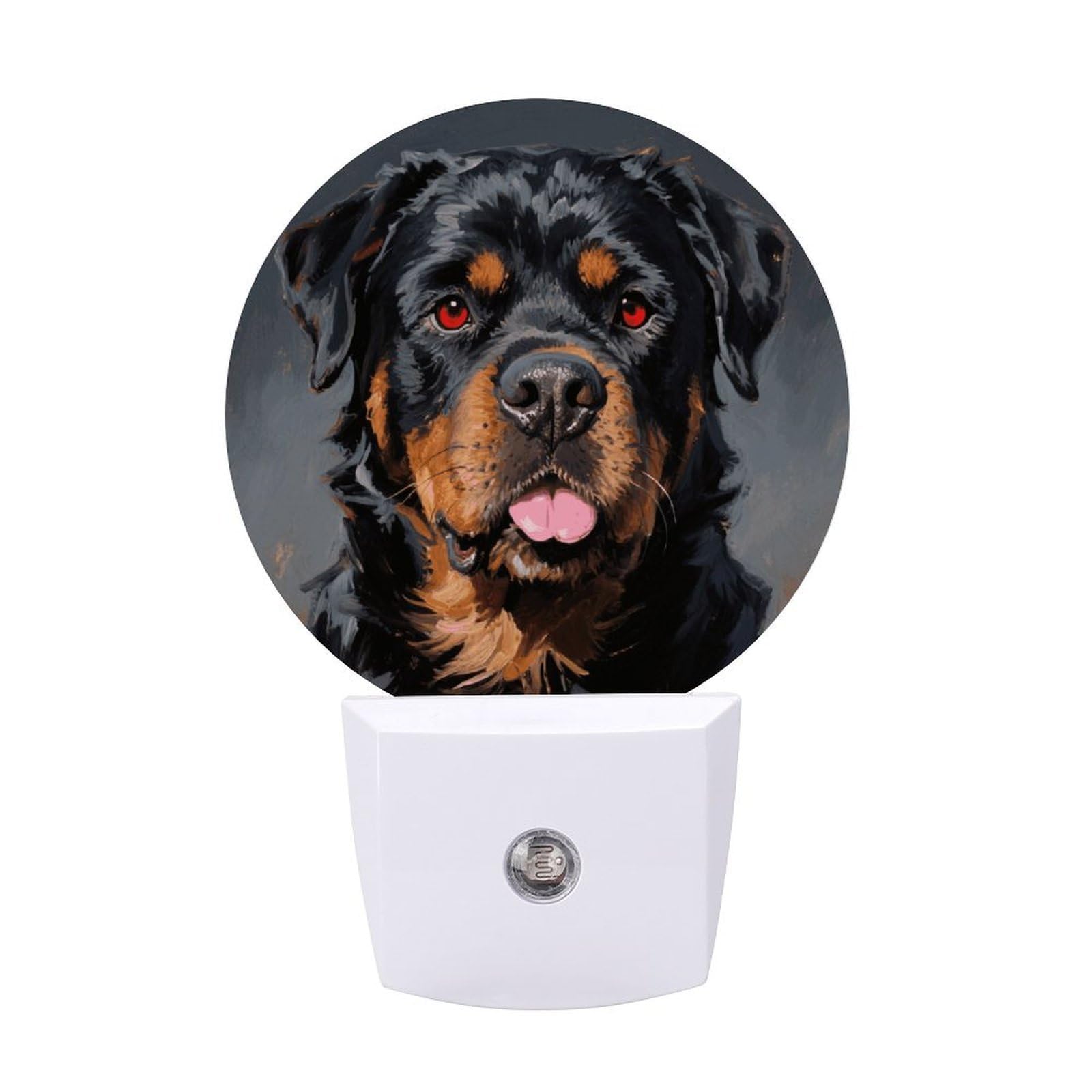 Night Light Plug Into Wall with Dusk to Dawn Sensor 0.5w Modern LED Cool Rottweiler Dog Plug in Night Lamp Warm White Glow Nightlight for Bedroom Hallway Kitchen Bathroom Stairs Corridor(Round)