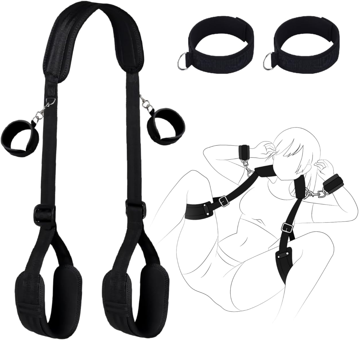 Sex Toys BDSM Sex Bondage BDSM Kit,Sex Bondage Legs Restraints Bondage Wrist & Cuffs Thigh Sling Adjustable Strap,Bed Restraint Women Couple Sex Toy SM Game Play Bondage Gear & Accessories