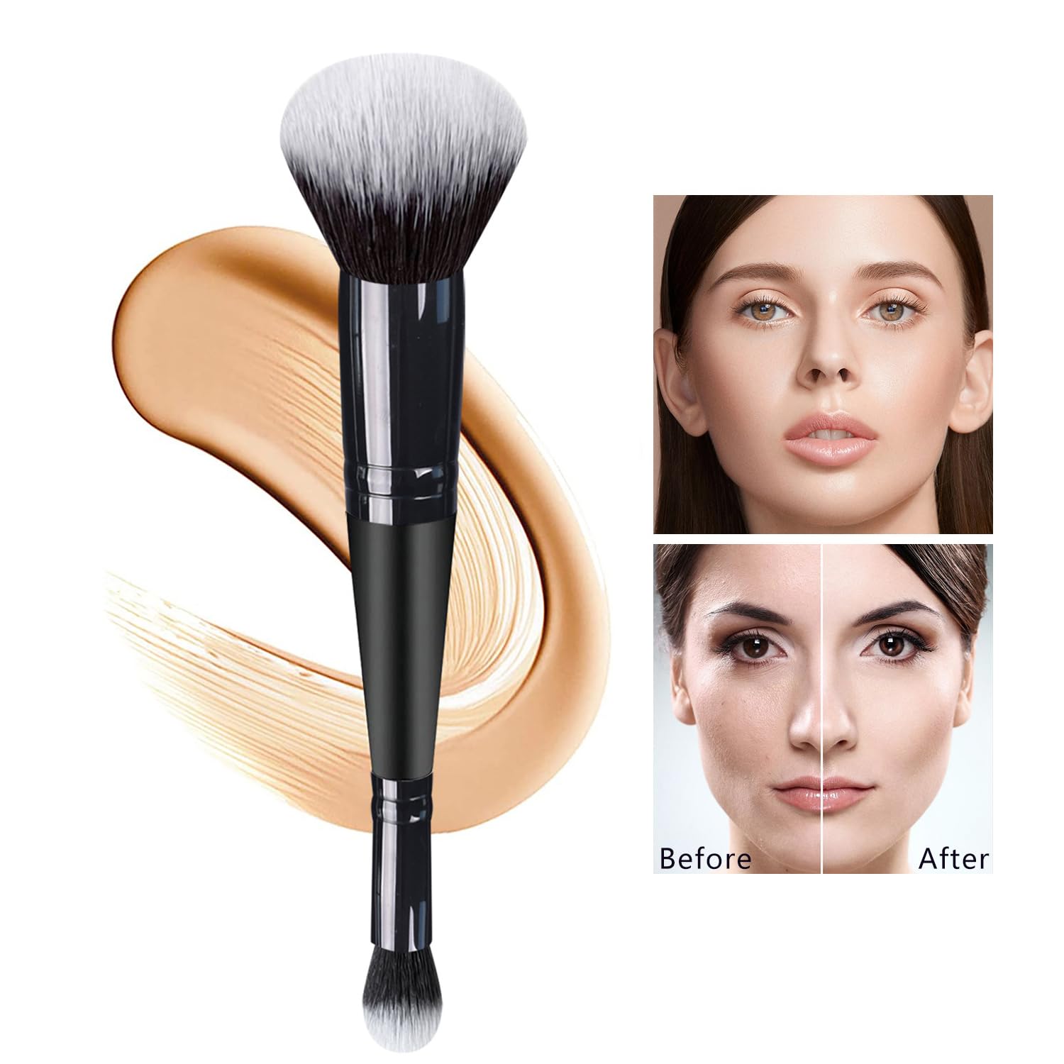 Tecerrity Foundation Brushes, 6Pcs Face Makeup Brushes Gifts Hair Clips Set