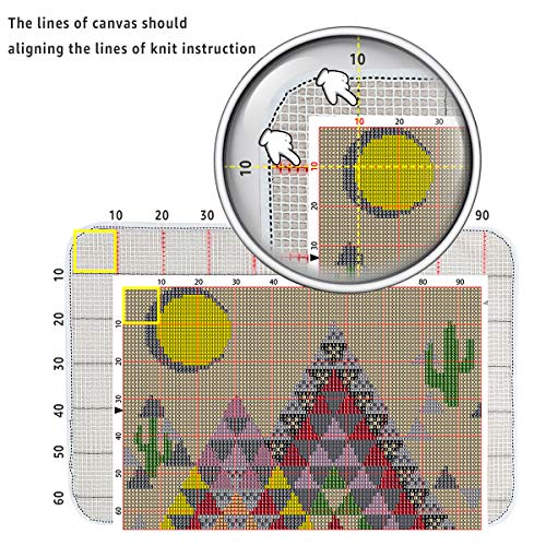 Image of Latch Hook Rug Kits, Kids Adults Carpet Embroidery Set Beginners Cross Stitch DIY Crochet Needlework Crafts Kits with Yarn, Crochet Hook and Gift Box, Desert Pyramid Pattern Printed 24X16 inches