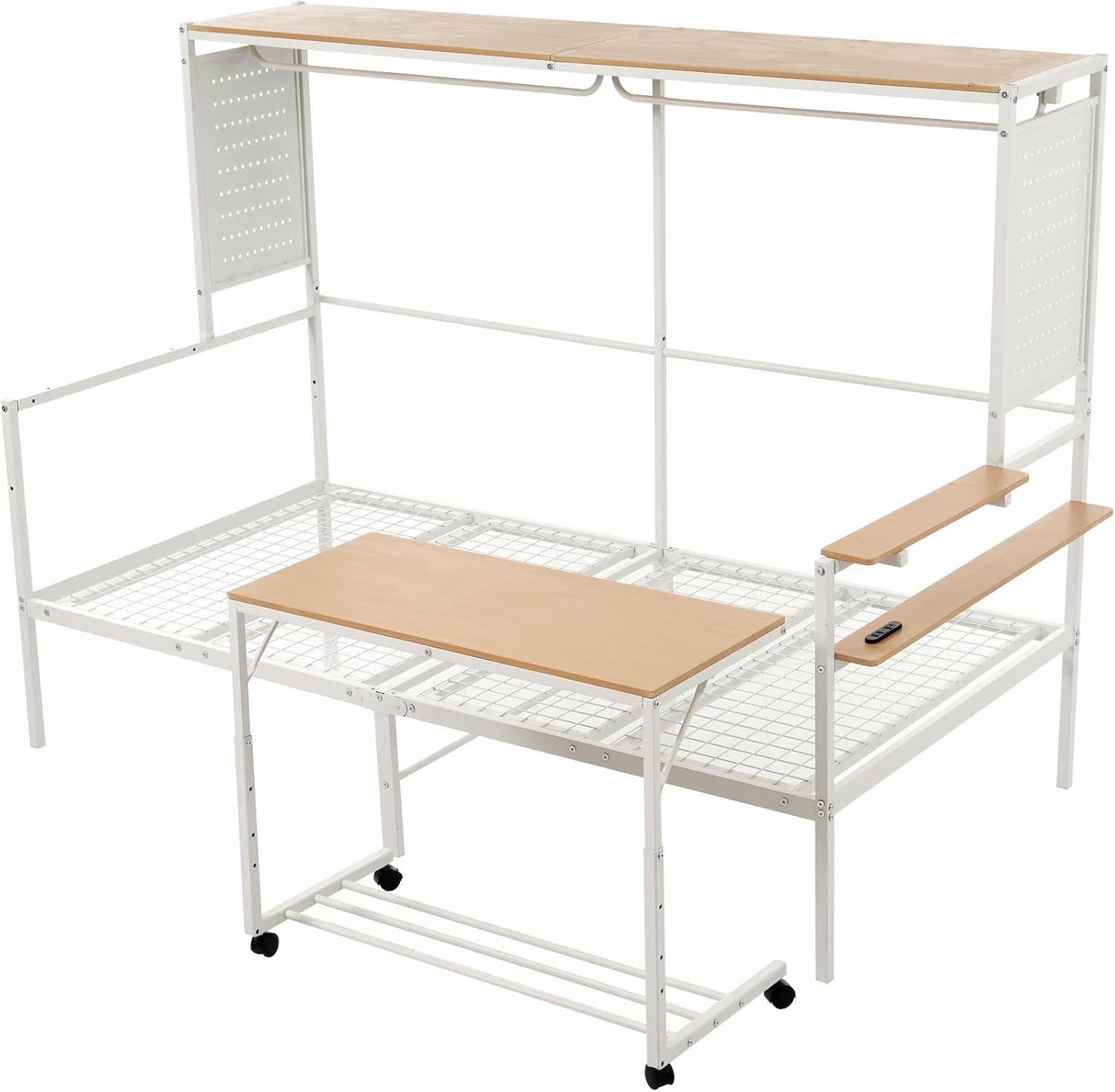 ロフトベッド システムベット シングル スチールネット付き 移動デスク