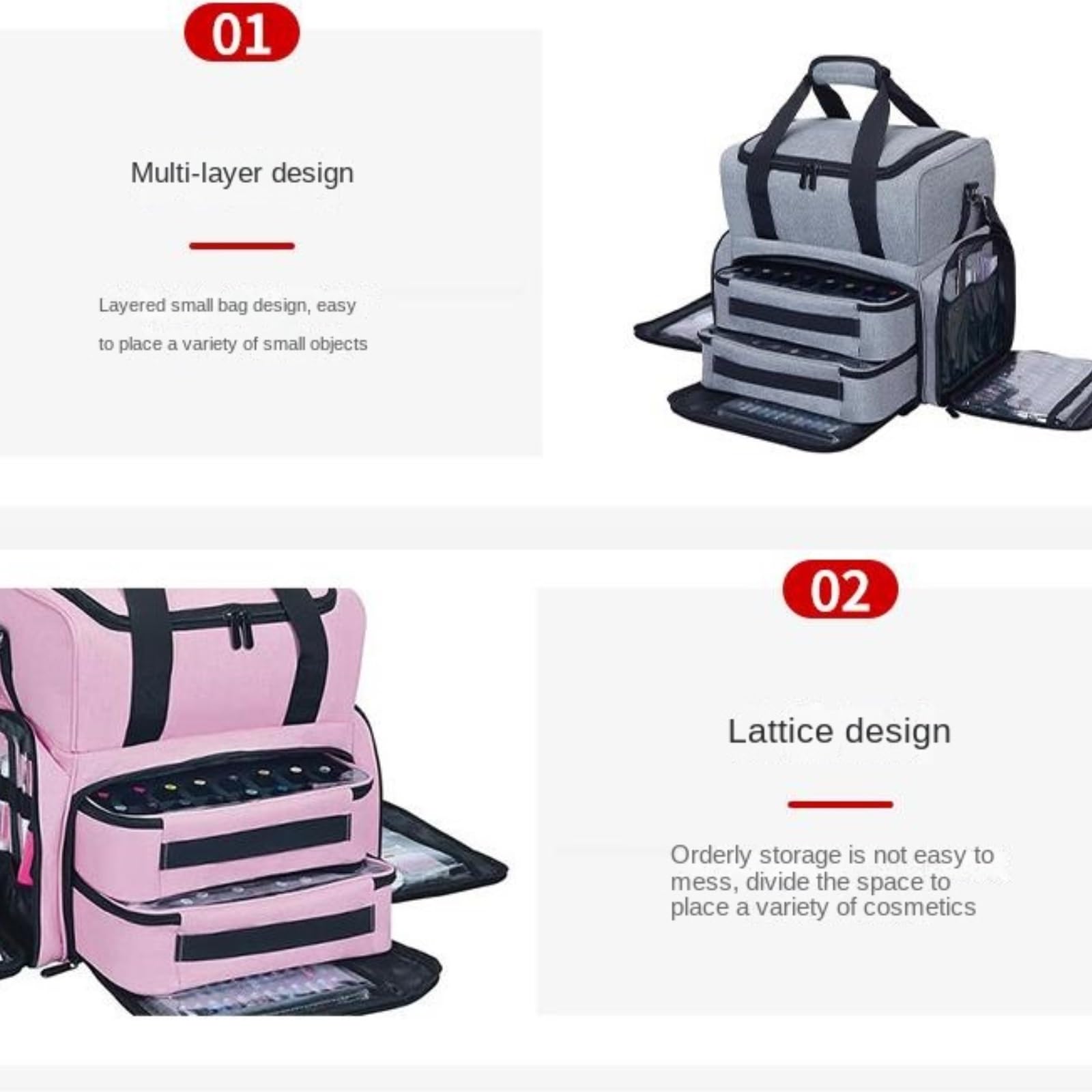 Organizzatore Smalti Scatola Portaoggetti for Smalto Portatile da Viaggio Staccabile Porta Smalti per Unghie(Pink)