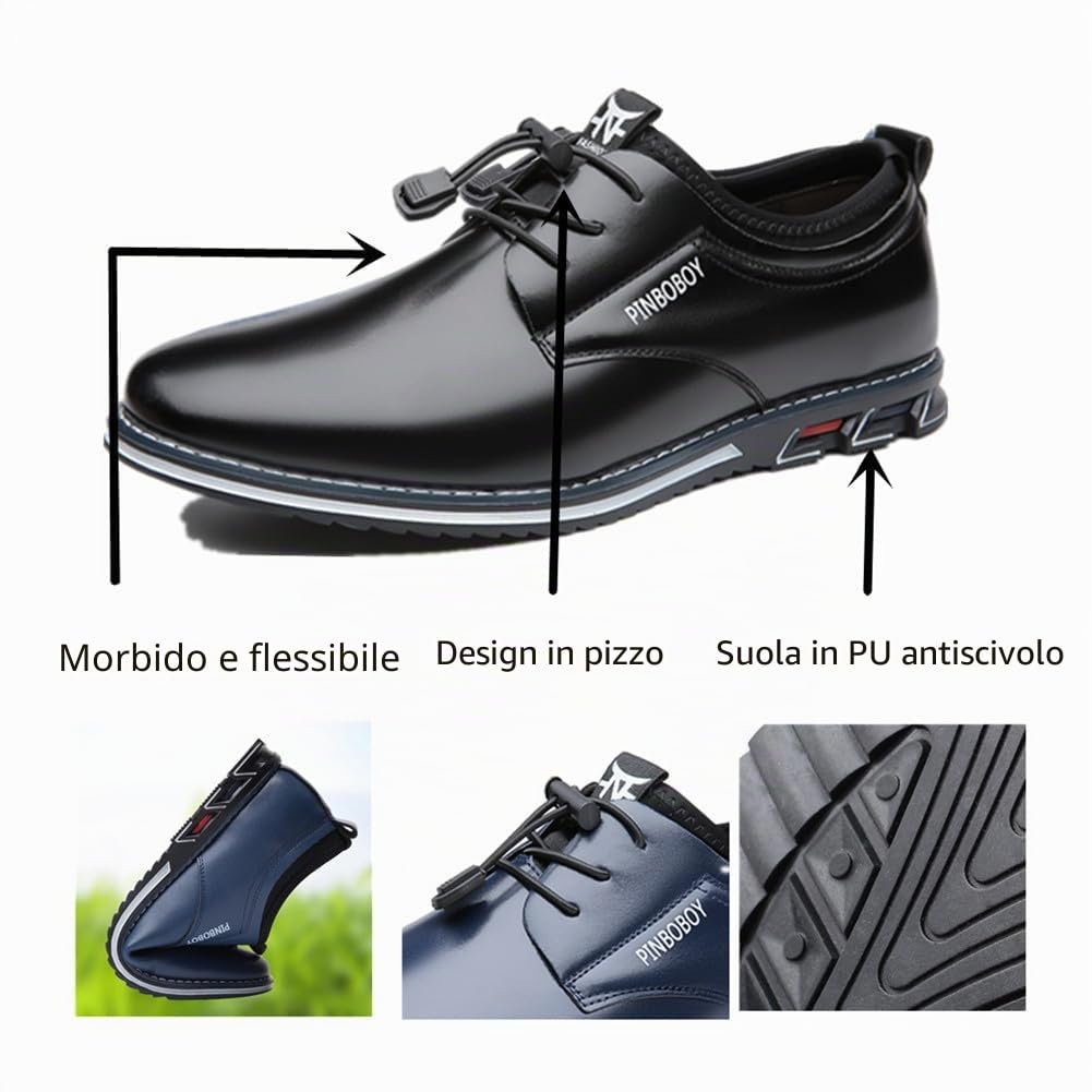 Scarpe Sportive Classiche Abito da Uomo Oxford Derby Lacci da Scarpe Festa di Lavoro Nuziale