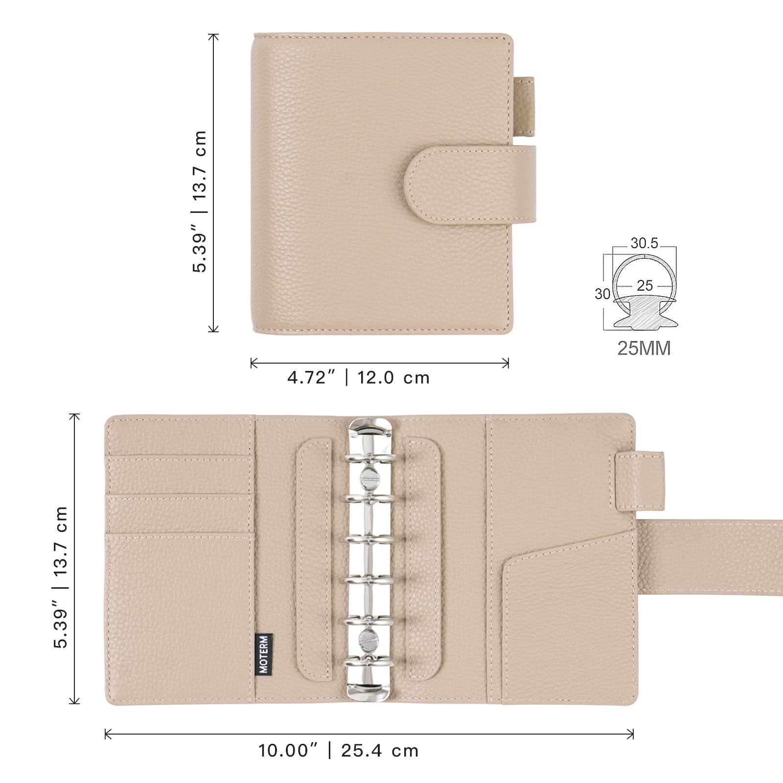 Moterm Elite Pocket Rings Planner Genuine Leather A7 Organiser Without Moterm Elite Pocket Rings Planner Genuine Leather A7 Organiser Without