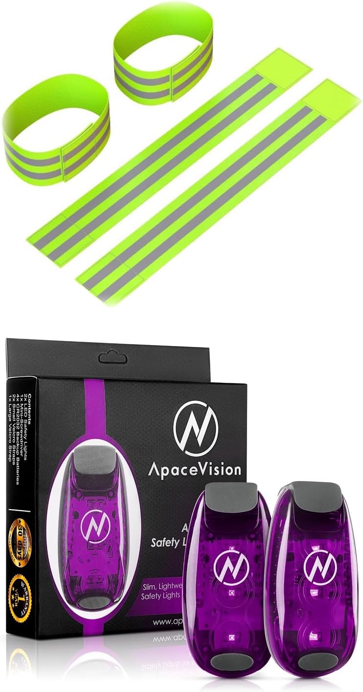 (2 Pack) - LED Safety Lights + Reflective Bands