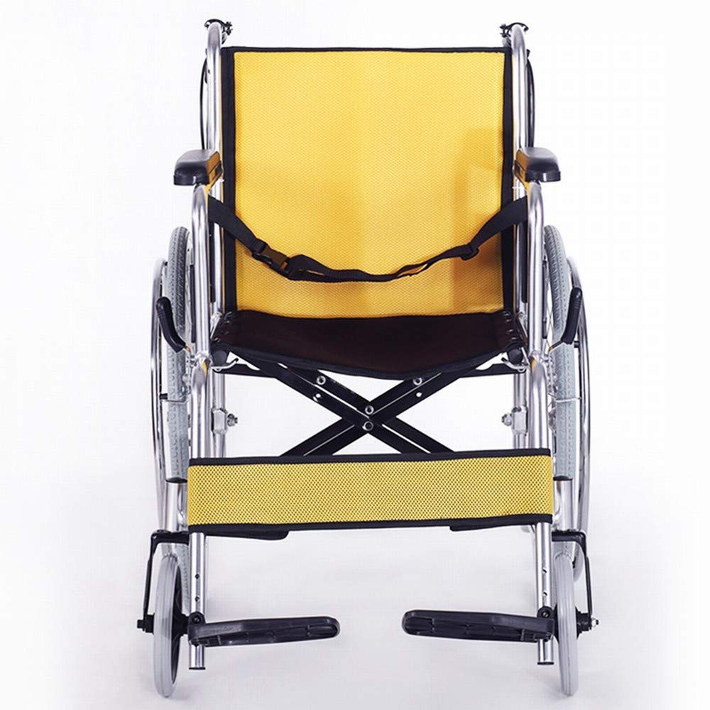 GZZ Vecchia Sedia a Rotelle Pieghevole in Alluminio Leggero, Anziani Disabili Disabili Scooter,Giallo,Taglia unica