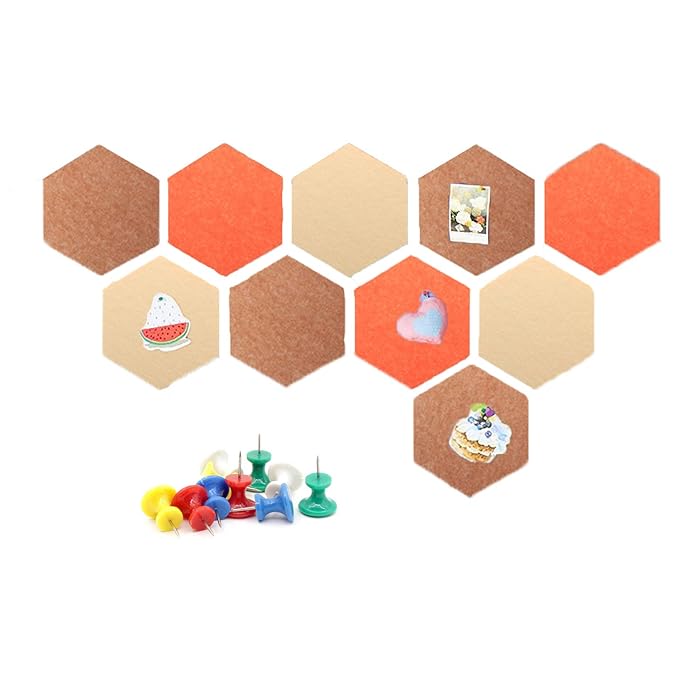 Buy Coriver 10 Pcs Hexagon Felt Cork Board, Bulletin Board DIY Tiles Self Adhesive Pin Boards