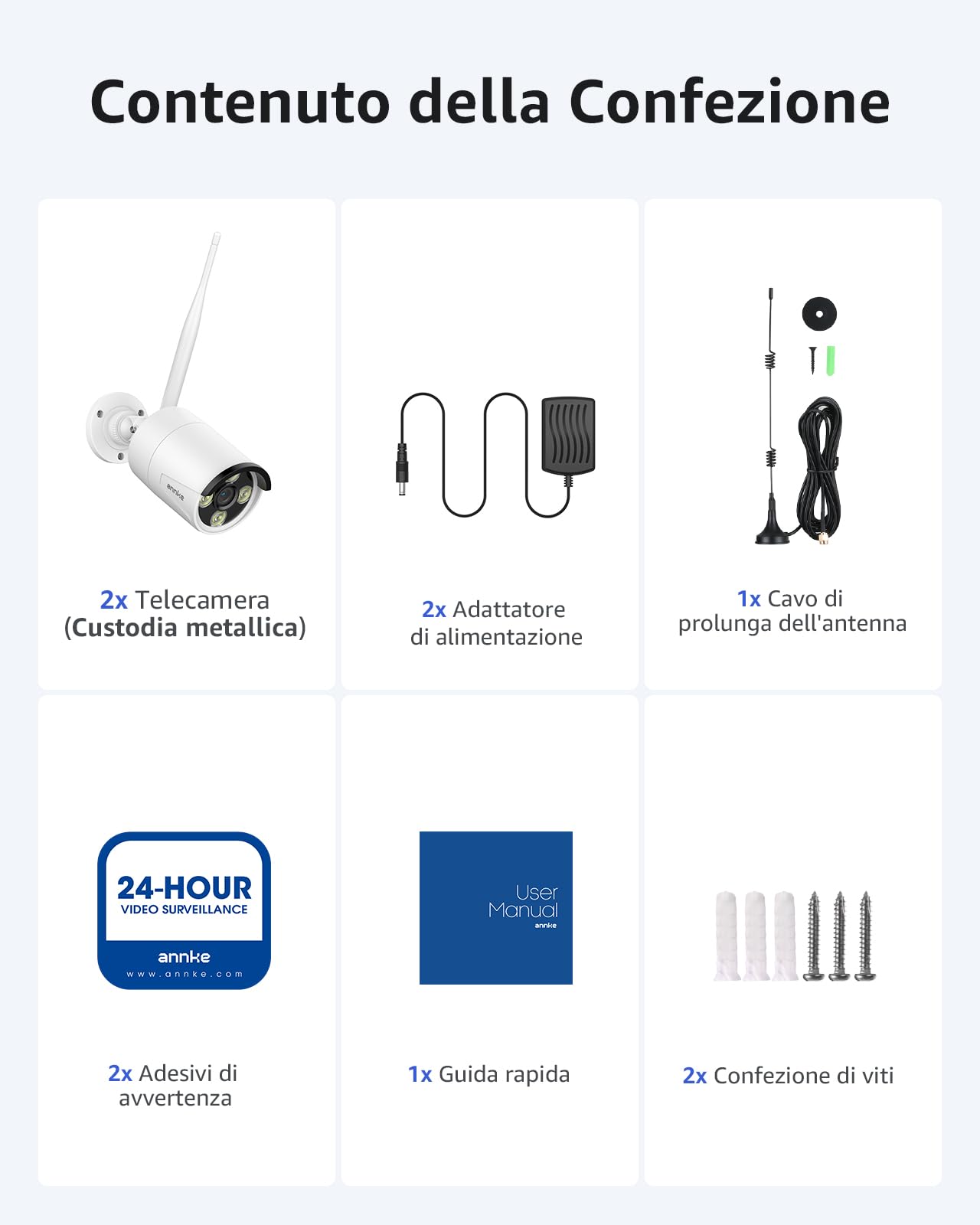 ANNKE 4K/8MP Telecamera WiFi Esterno Senza Fili, Rilevamento Movimento PIR, Audio a 2 Vie, Visione Notturna IR 30 metri, Compatibile con ANNKE 4CH/10CH/16CH Kit Videosorveglianza WiFi