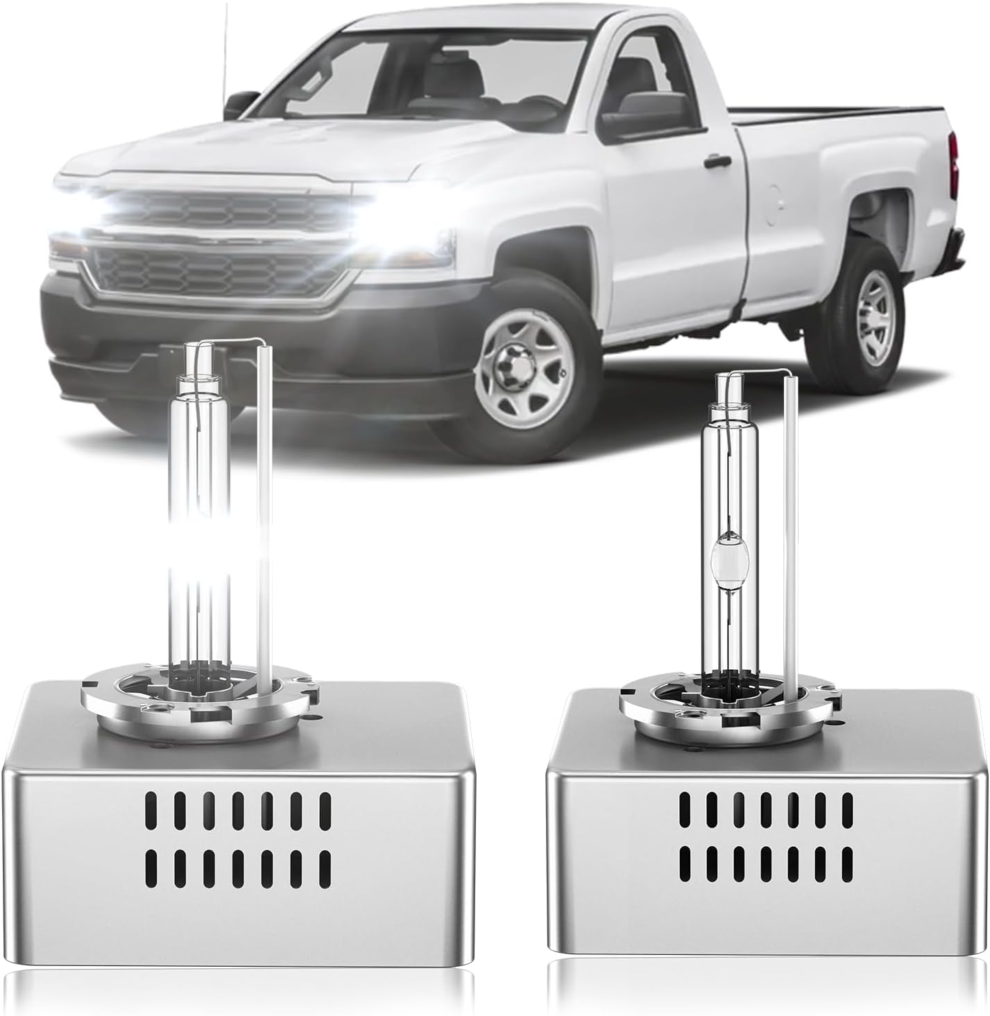 Fit for Chevrolet 2016-2018 Silverado 1500 LT LTZ LS WT 2018-2021 Equinox D5S HID Xenon Headlight Bulbs, Upgraded 35W High Low Beam Bi-Xenon Light Bulb Replace, 6000K Cool White, Pack of 2