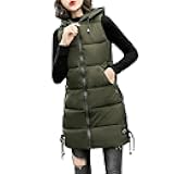 Puffer Vest for Women Winter Warm Long Quilted Sleeveless Jackets with Pockets Hooded Zip Up Puffy Coat Outerwear