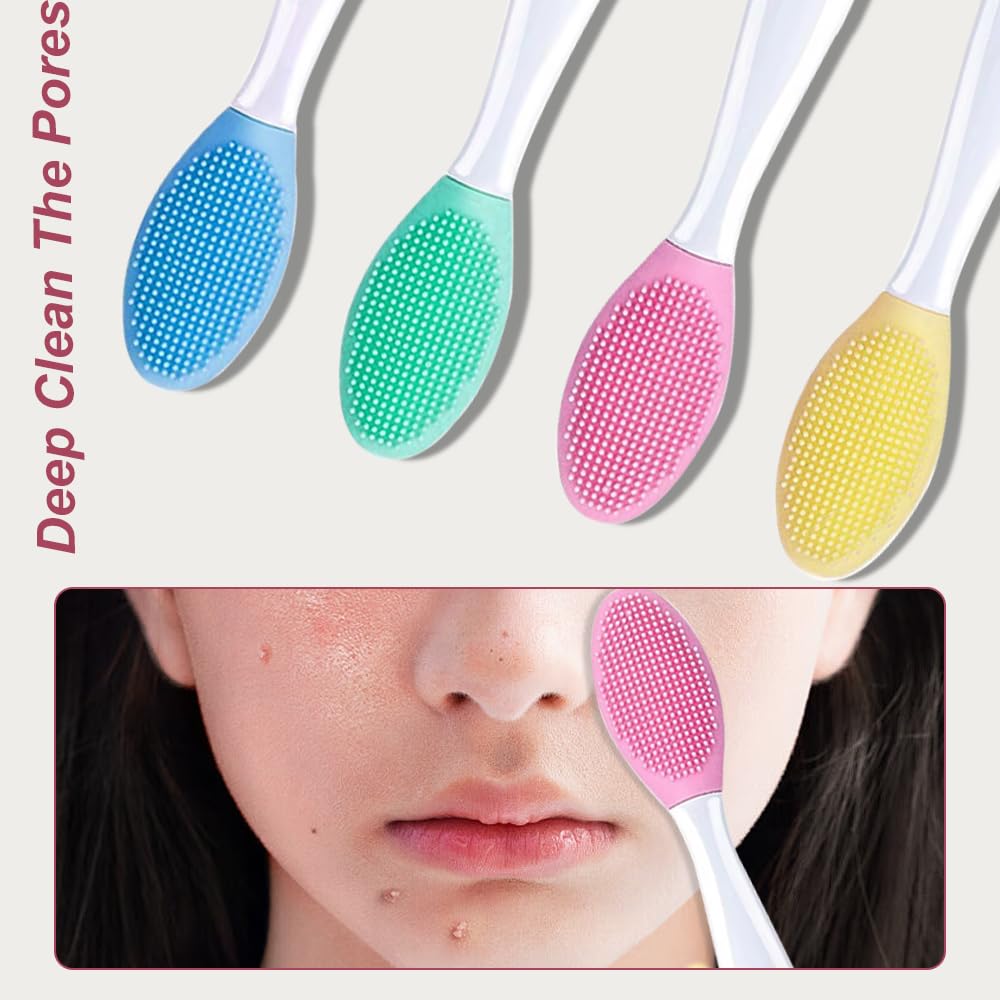 Pennello Esfoliante per Labbra in Silicone, 8 Pcs Pennelli per Labbra in Silicone, Spazzole per Labbra Morbido a Doppia Faccia, Spazzola Esfoliante per Labbra