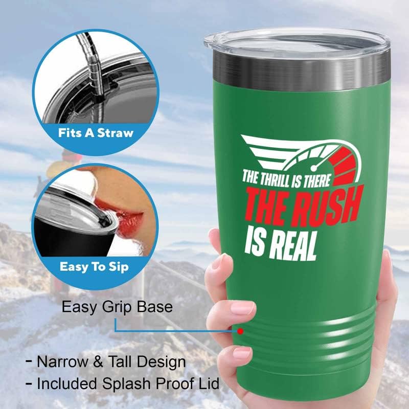 Drag Racer Green Tumbler 20oz - the rush is real - Drag Racing Boyfriend Fuel Speed Racer Car Guys Circuit