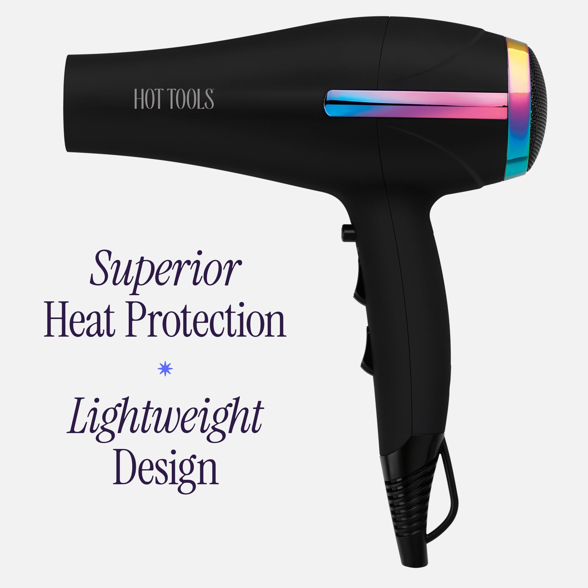 HOT TOOLS Professional Ceramic Rainbow Hair Dryer - Fast Drying Blow Dryer with Quiet Operation and Ion Technology for Long-Lasting and Shinier Hair - 1875 Watts
