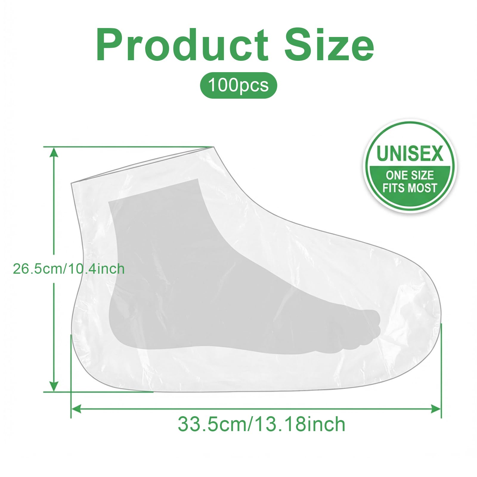 Lot de 100 couvre-pieds en plastique pour pieds - Jetables - Pour le bain de paraffine, la pédicure, le spa, les chaussures