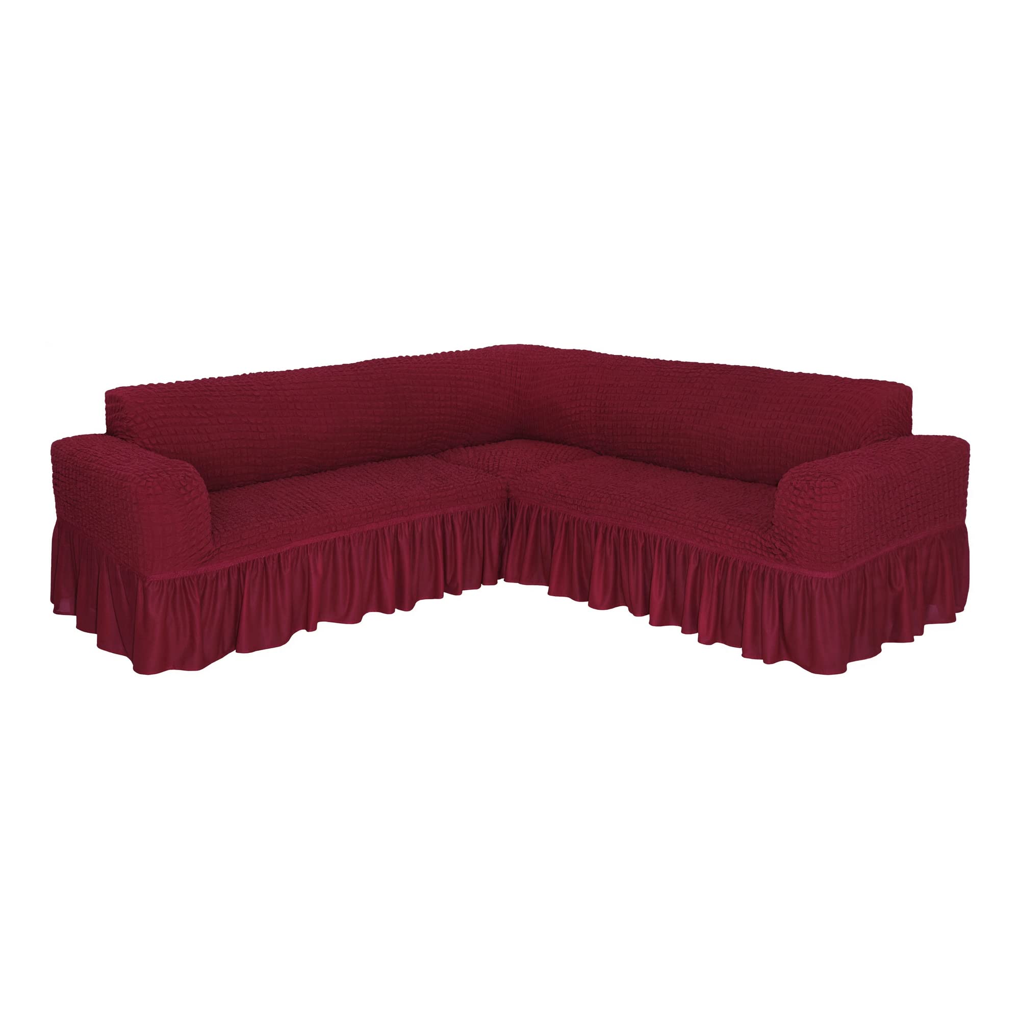 Fabienne L Shape Sofa Cover 6 Seater 5.8 Meter, Claret Red