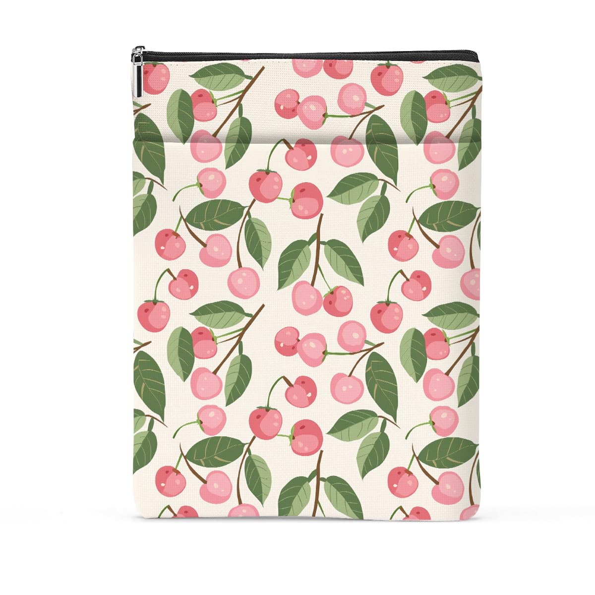 Book Sleeve Books Protector Books Pouch Book Lovers Gifts Bookish Gifts Waterproof Cover with Zipper for Cherries Printed Gift Bag for Women Daughter