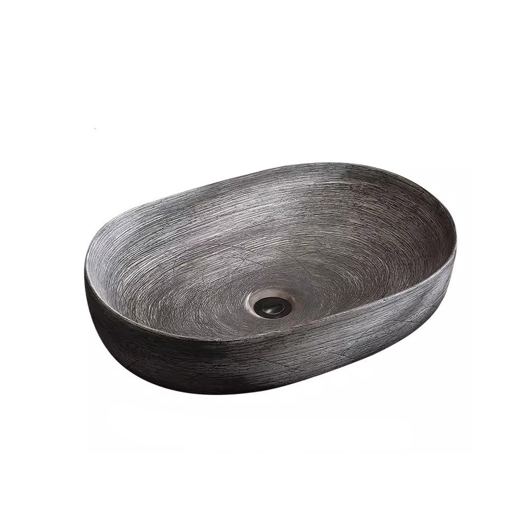 HPTHLY Bathroom Sink Hotel Bathroom Wash Basin Ceramic Wash Basin Home Retro Balcony Above Counter Basin Vessel Sinks (A)
