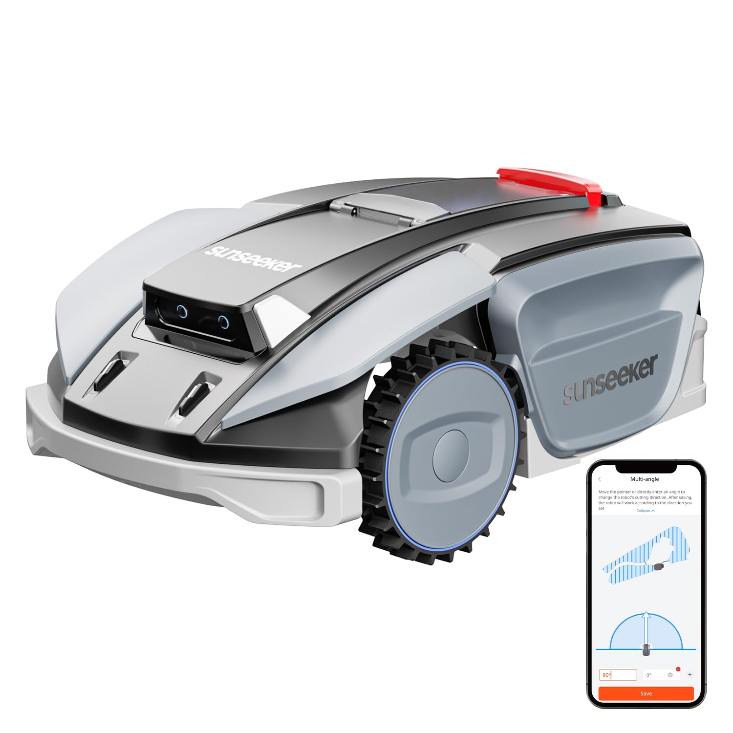 Sunseeker Robot cortacésped S5 AWD sin Cable de limitación 1600㎡, RTK + Vision Robot cortacésped con mapeo asistido por IA, Control de aplicación Inteligente, inclinación del 60%