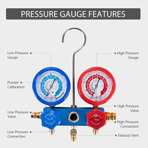 Miniatura 8 de VIVOHOME 110-120V AC 60Hz 34HP Máquina de recuperación de refrigerante portátil de un solo cilindro con bomba de vacío de aire de paleta giratoria