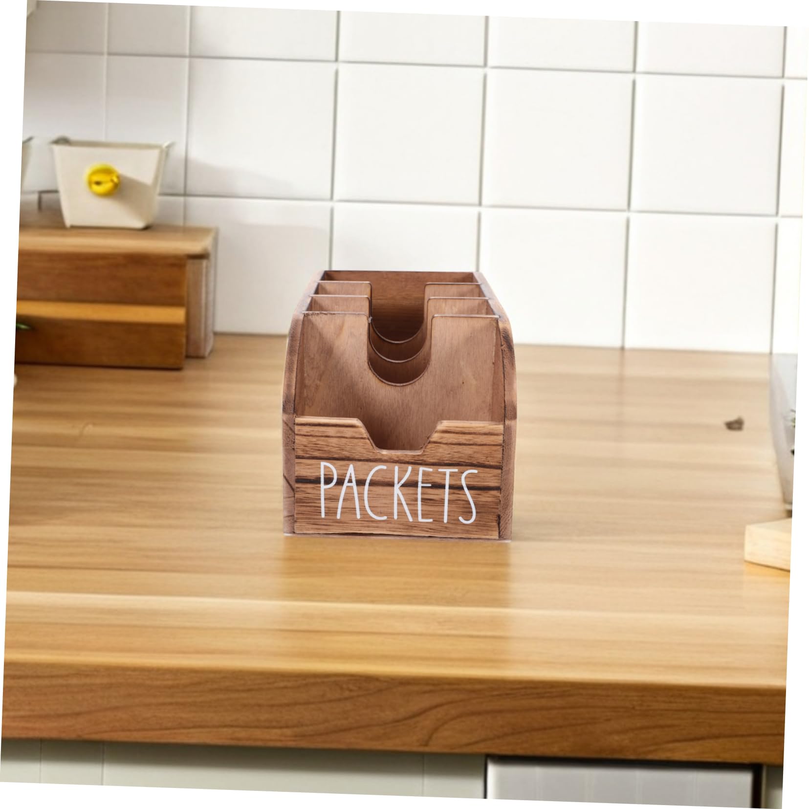 Alipis Caja Organizadora de Madera Marrón para Bolsitas de Té y Sobres de Azúcar, Ahorro de Espacio y Fácil Acceso en Armario de Cocina