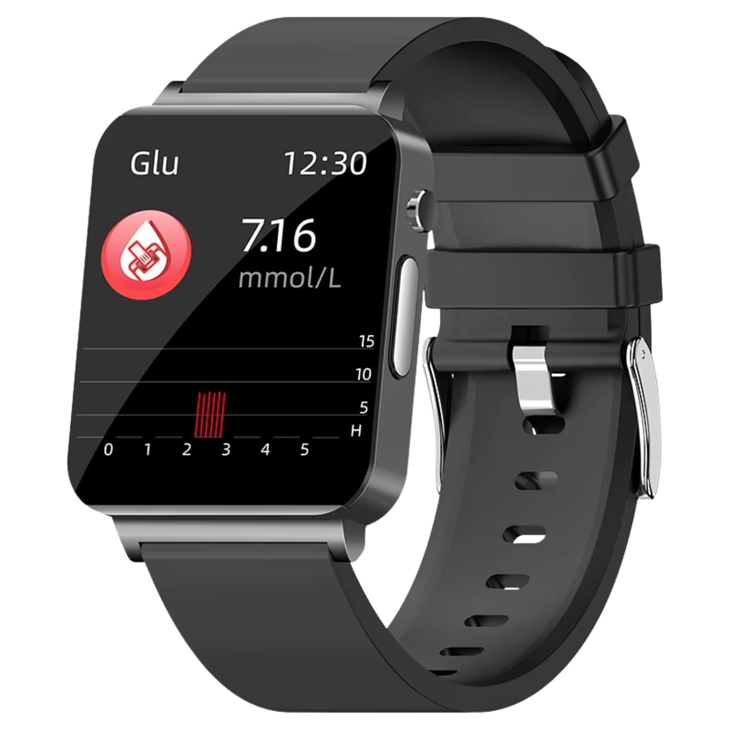 CALMORA Blood Glucose Smart Watch with ECG PPG Monitoring, SpO2 Heart Rate Tracker, 1.3 Inch Touch Display, Black Silicone Band, IP68 Waterproof, for Men Women-image-42