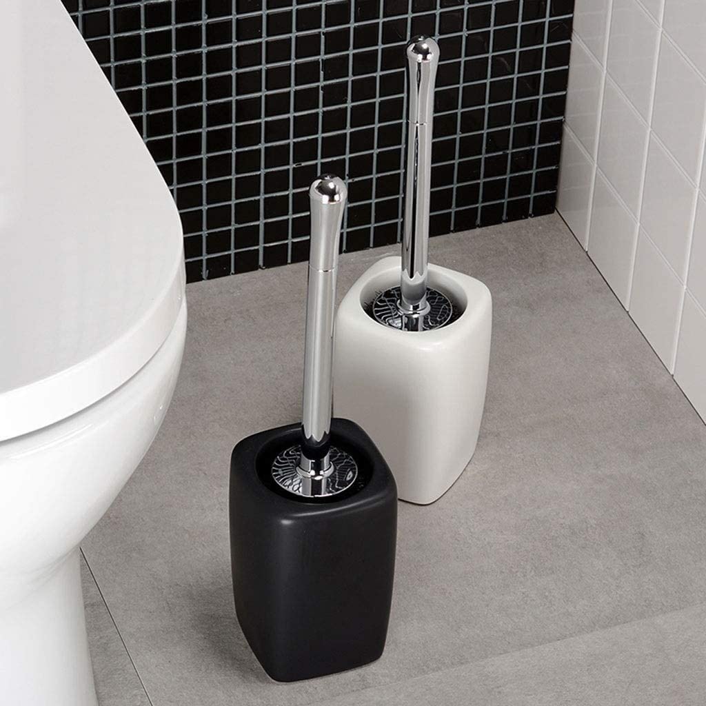 Creative - Juego de escobilla de inodoro con soporte para limpieza profunda, color negro, herramienta de limpieza de inodoros Slish e higiénico