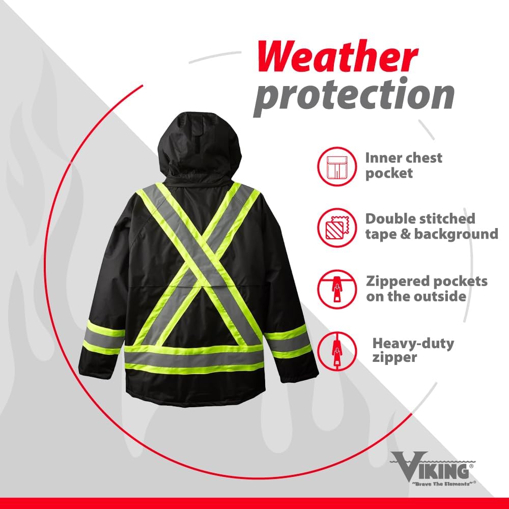 Viking Professional Insulated Journeyman 300D Trilobal Rip-Stop FR Jacket - Waterproof Flame Retardant Hi Vis Jackets for Men - Image 5