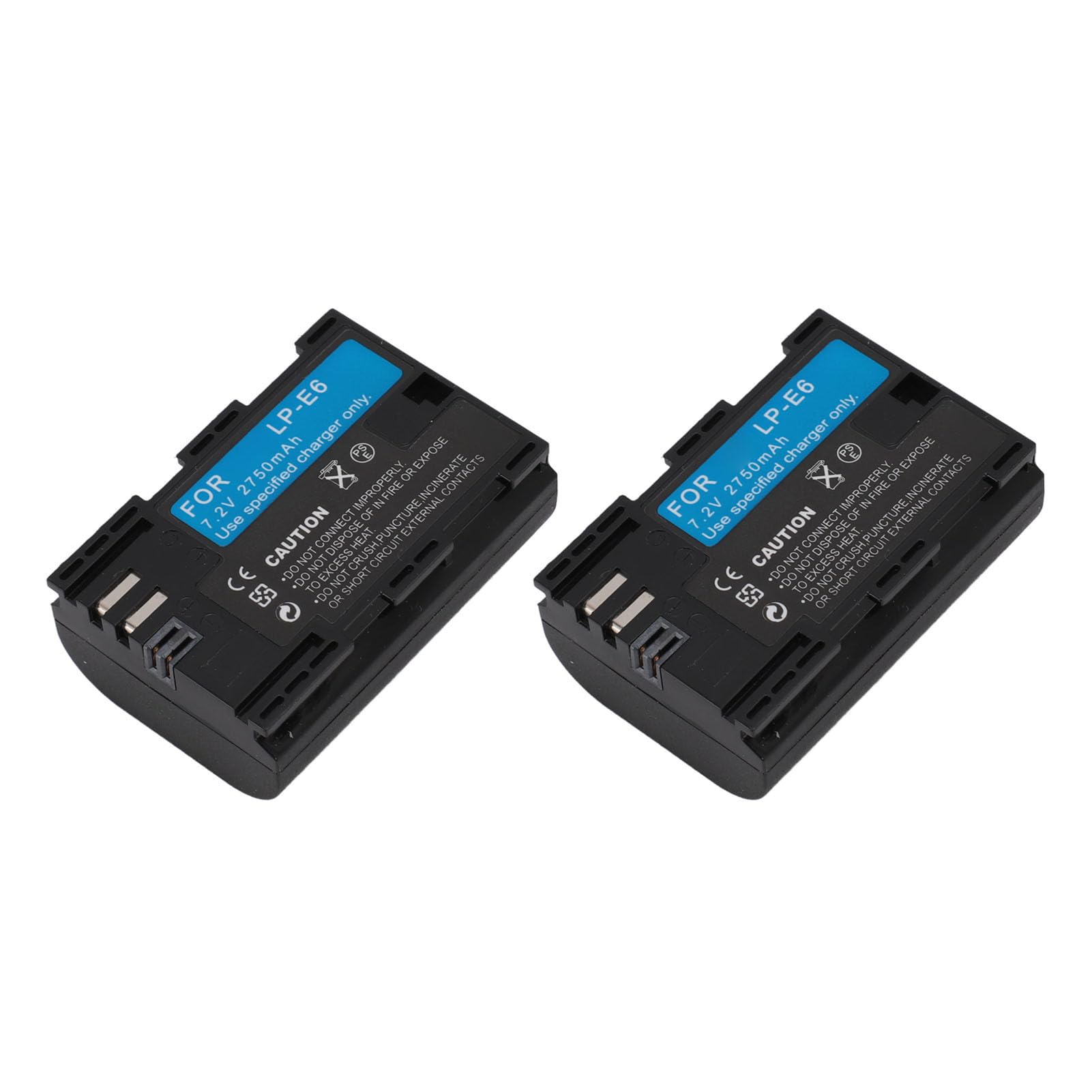 Batteria per fotocamera 2 pacchi 2750mAh 7,2V Sostituzione ad alta capacità per LP E6 LP E6N compatibile con fotocamere R5 R6 90D 60D 70D 80D 5D II III IV 5Ds 6D 6D II 7D 7