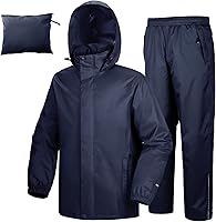 Vista 1 de 33,000ft Traje de lluvia para hombre, plegable, impermeable, ligero, equipo de lluvia para golf, senderismo, ciclismo, 2 piezas